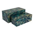 thumbnail image 1 of Dory Decorative Box Set of 2, Green Blue Faux Marble Accent Glass, 1 of 8
