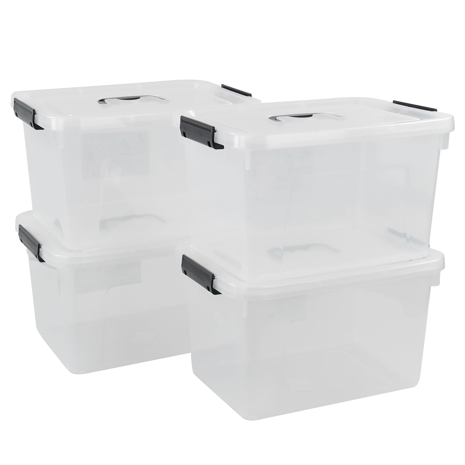 doryh large stackable plastic storage baskets bins,... Doryh 10 L Clear Plastic Latching Storage Bin with Black Handle ...