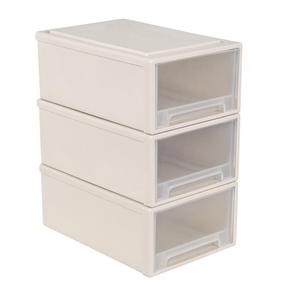 Doryh 12 Quart Stacking Drawer, Plastic Storage Drawer Unit, 3-Pack