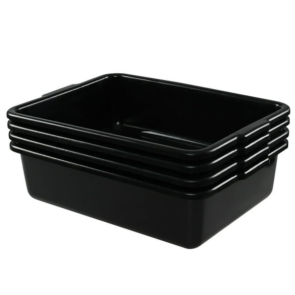 Doryh 22 L Black Commercial Bus Tub, Plastic Restaurant Bus Box, 4 Packs
