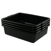 Doryh 22 L Black Commercial Bus Tub, Plastic Restaurant Bus Box, 4 Packs