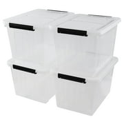 Doryh 30 Liter Plastic Box for Storage with Wheels, 4 Pack Organizer Bin