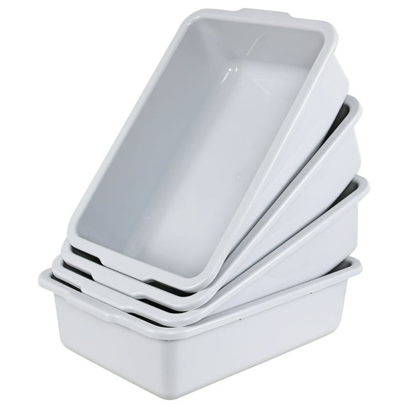 Doryh 35 L Commercial Bus Tubs, Extra Large Plastic Bus Box, Gray, 4 Pack