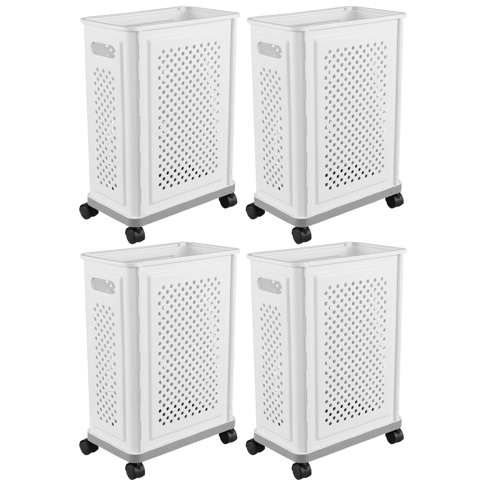 Doryh 4-Pack Yoga Mat Storage Basket with Wheels, Slim Home Gym Plastic Storage Basket, White