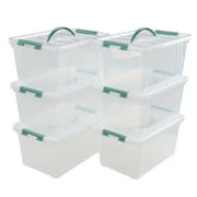 Doryh 6 Pack Latching Storage Box with Handle, 14 Quart Plastic Tote