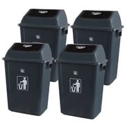 Doryh 60 Liter Gray Garbage Bin with Swing Lid, Large Plastic Trash Can, 4 Pack