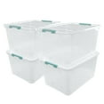 thumbnail image 1 of Doryh 85 Quart Plastic Wheeled Latching Storage Bin, Clear Large Storage Box, 4-Pack, 1 of 7