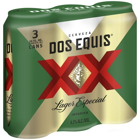 Dos Equis Mexican Lager Import Beer, 3 Pack, 24 fl oz Cans, 4.2% ABV