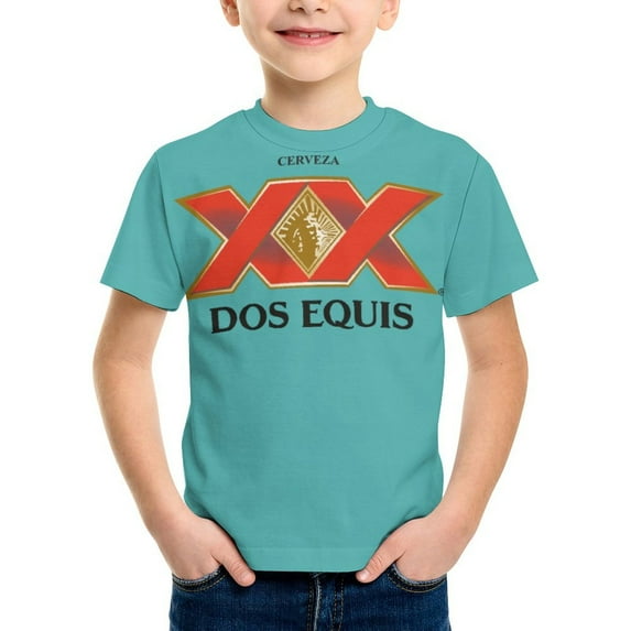 Dos Equis T-Shirt for Boys Girls, Kids Novelty Crew Neck Tops, Lightweight Short Sleeve Tee, XS-XL
