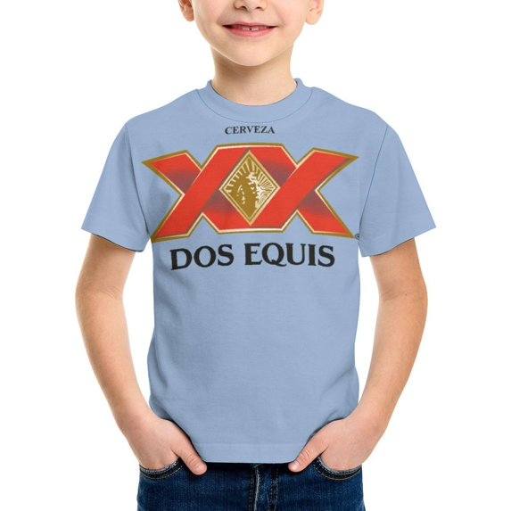 Dos Equis T-Shirt for Boys Girls, Kids Novelty Crew Neck Tops, Lightweight Short Sleeve Tee, XS-XL