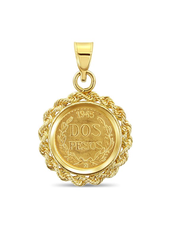 Dos Pesos Necklace with Rope Bezel - No Chain