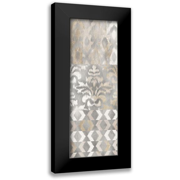 Dos Santos, Bella 11x24 Black Modern Framed Museum Art Print Titled - Silk Ikat Panel 1