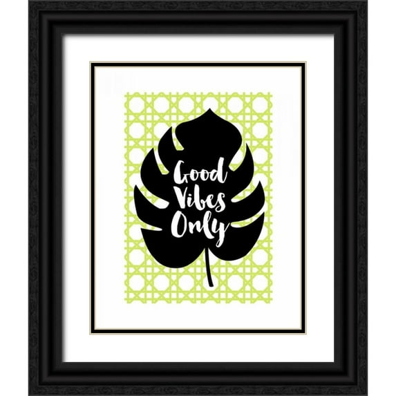 Dos Santos, Bella 15x18 Black Ornate Wood Framed with Double Matting Museum Art Print Titled - Good Vibes Only Green