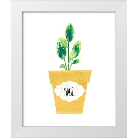 Dos Santos, Bella 20x24 White Modern Wood Framed Museum Art Print Titled - Sage Pot