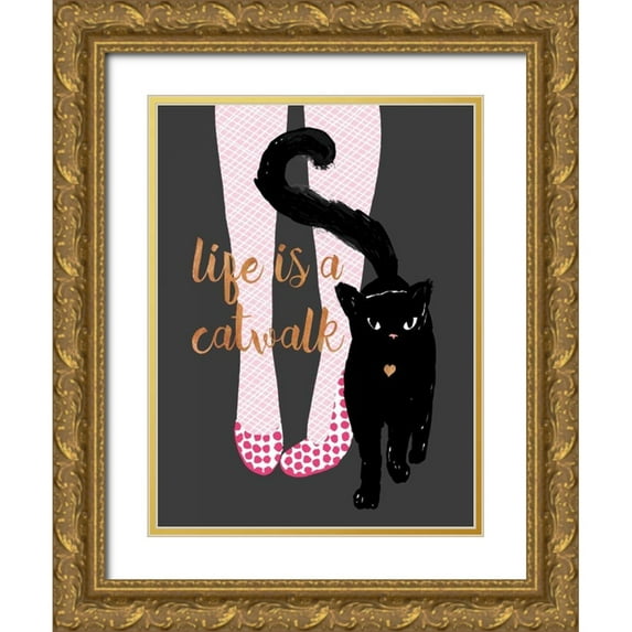 Dos Santos, Bella 25x32 Gold Ornate Wood Framed with Double Matting Museum Art Print Titled - Catwalk