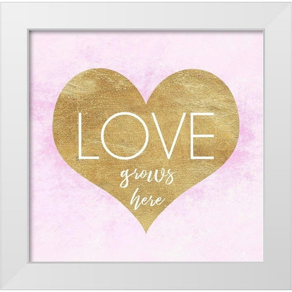 Dos Santos, Bella 26x26 White Modern Wood Framed Museum Art Print Titled - Love Grows Here
