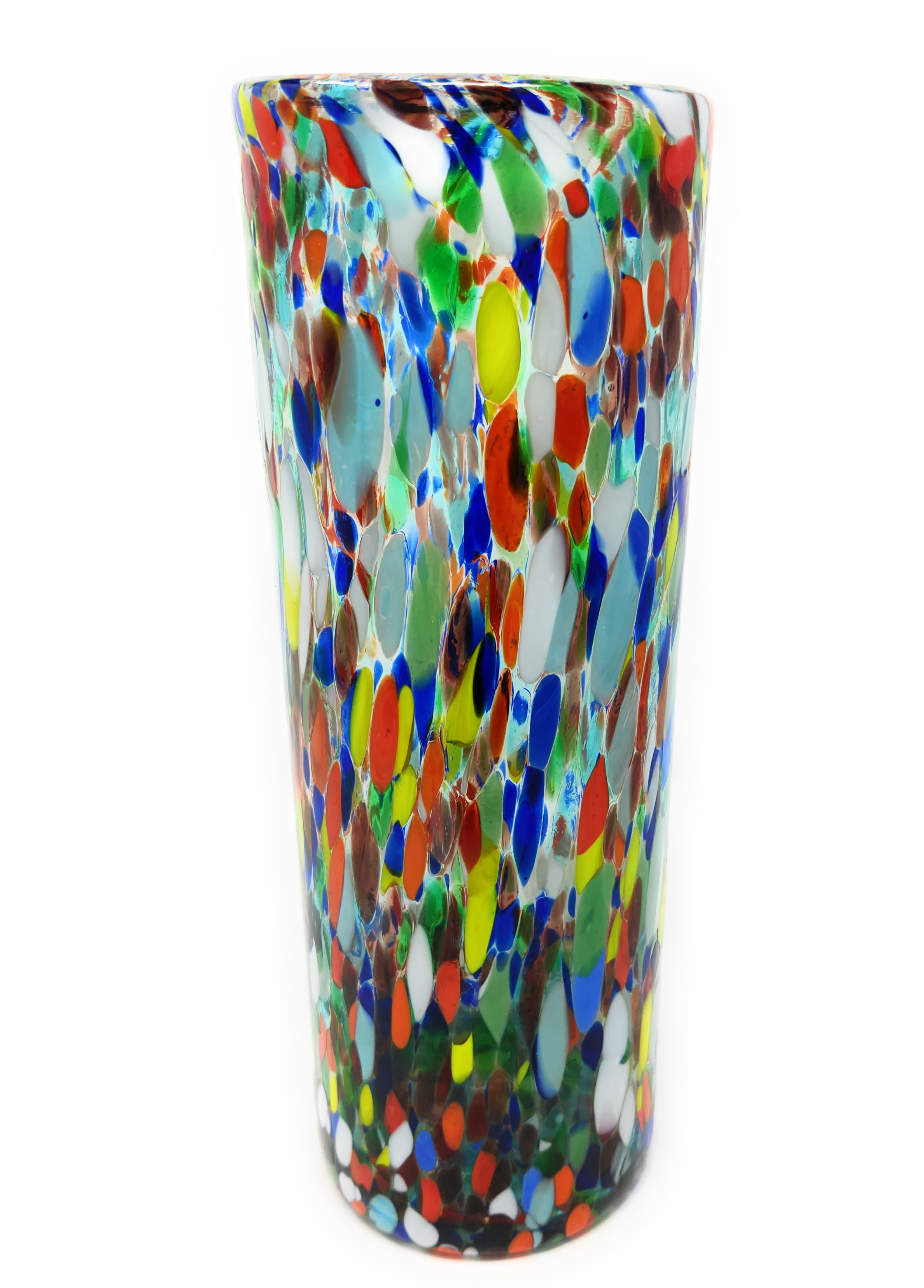 Confetti Carmen Multicolor Hand Blown Glass Cylinder Vase