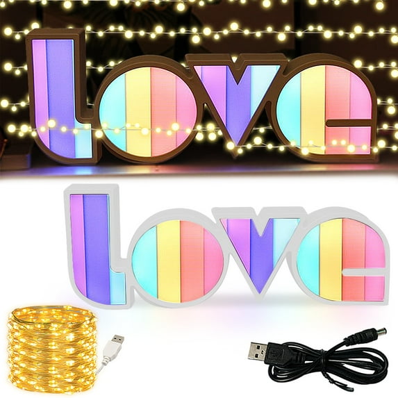 Dosaele 2pcs new LED neon light LOVE color lamp modeling lamp wall decoration atmosphere lamp combination Rainbow Night Light for Party, Christmas, Teen Girls Room, Table Decoration