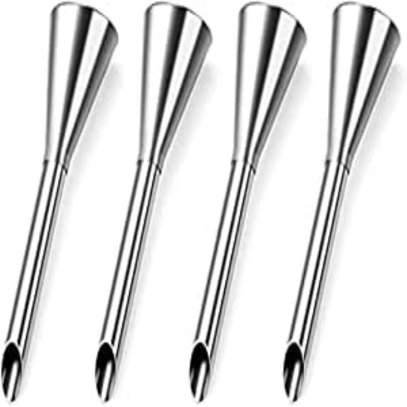 KEINXS 4Pcs Cream Icing Piping Nozzle Tip Stainless Steel Long Puff Nozzle Tip Decorating Tool