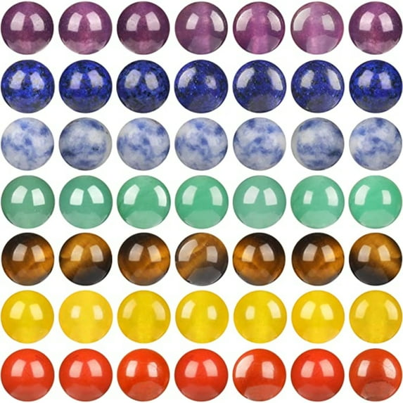 Dosaele 7 Chakras Natural Stone Beads 8mm Approx 100pcs Mixed Multicolor Loose Round Crystal Beads with Crystal Elastic Cord for Making Bracelet Necklace Earrings Jewelry (7 Chakras Beads 8mm)