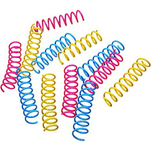 Dosaele Cat Springs Toys, Colorful Coil Spring Action Cat Toy High Elasticity, Stretchable Jumping Cat Toy (12Pcs, Random Color)