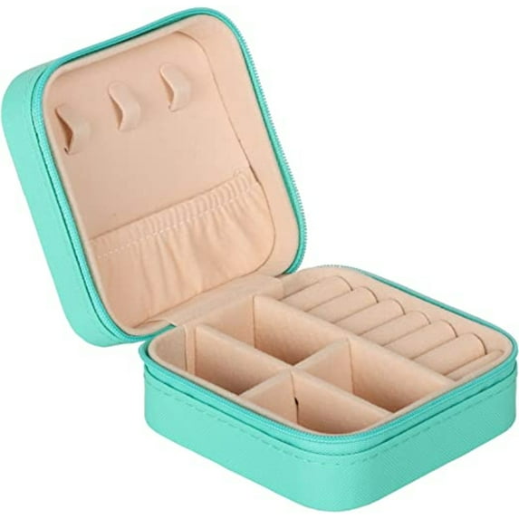 Dosaele Leather Small Travel Jewelry Case, Portable Jewelry Box with Zipper for Organized and Storing Jewelry
