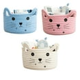 thumbnail image 1 of Dosaele Whisker Haven: Cute Cat-Inspired Rattan Cotton Thread Fabric Storage Basket for Desktop Sundries and Dormitory Organization,Green, 1 of 5