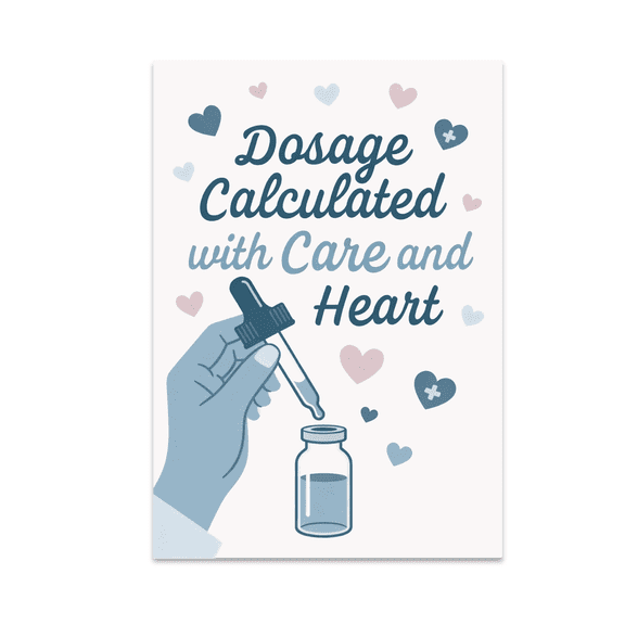 Dosage Calculated with Care and Heart - Medical Professional - 13x19 Poster Print