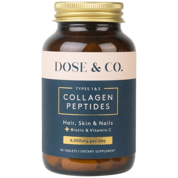 Dose & Co Collagen Tablets - Type 1 & 3 Collagen Peptides Plus Vitamin C and Biotin
