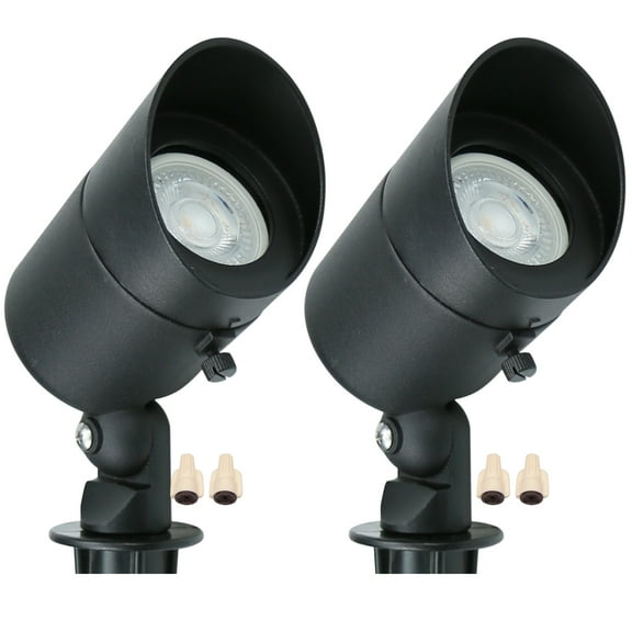 Doshine 5W Landscape Spotlights (2-Pack) | Low Voltage Outdoor Spot Lights - 12V 3000K Outdoor LED Spotlight | Landscape Spotlight for House Lighting Tree Lighting | MR16 5W LED Bulb (Black)