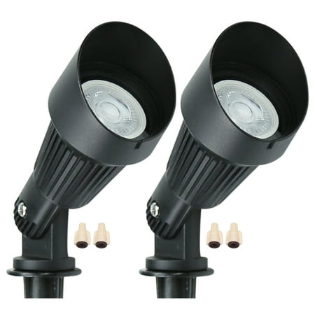 Doshine 5W Landscape Spotlights (2-Pack) | Low Voltage Outdoor Spot Lights - 12V 3000K Outdoor LED Spotlight | Landscape Spotlight for House Lighting Tree Lighting | MR16 5W LED Bulb (Black)