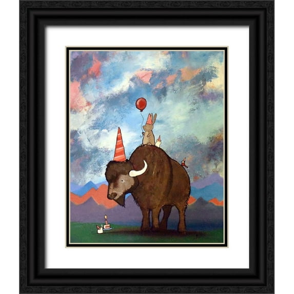 Doss, Andrea 12x14 Black Ornate Wood Framed with Double Matting Museum Art Print Titled - Buffalo Birthday