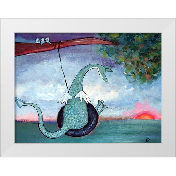 Doss, Andrea 18x15 White Modern Wood Framed Museum Art Print Titled - Dragon Swinging