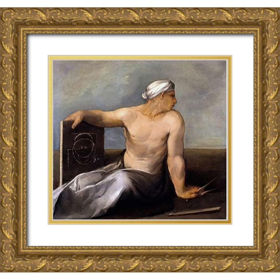 Dossi, Dosso 21x20 Gold Ornate Wood Framed with Double Matting Museum Art Print Titled - A Personification of Geometry