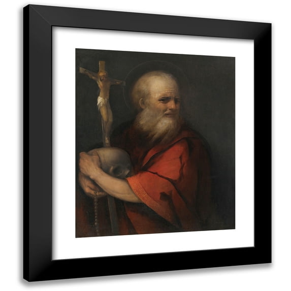 Dosso Dossi 20x23 Black Modern Framed Museum Art Print Titled - Saint Jerome