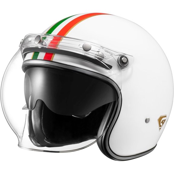 Dot Approved, Vintage Style Sun Shield Bubble Vis View Retro Protective Helmet Men Women, Adjustable, Lightweight, Durable, Portable, User-friendly, Compact, Open, Face