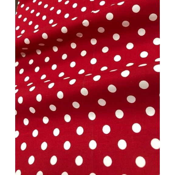 Burlap Fabrics Dot Broadcloth Red White - Polyester Cotton Blend Sold by the Yard