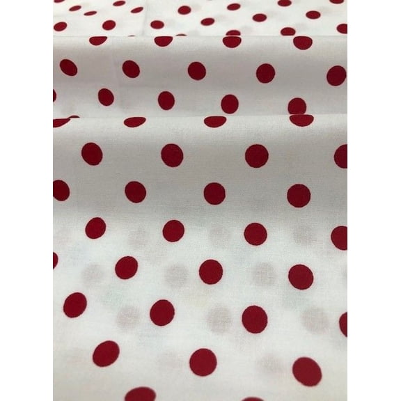 Burlap Fabrics Dot Broadcloth White Red - Polyester Cotton Blend Sold by the Yard