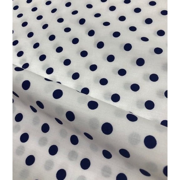 Burlap Fabrics Dot Broadcloth White Royal - Polyester Cotton Blend Sold by the Yard