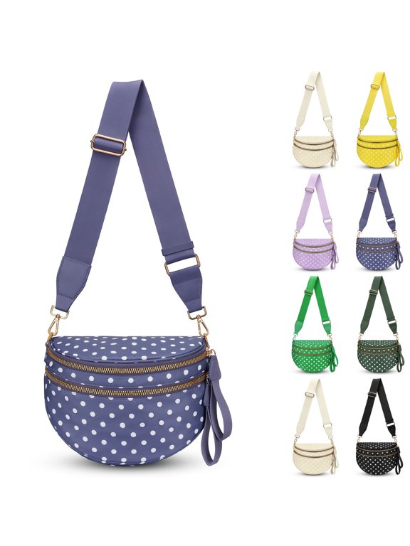Dot Crossbody Bag, Purse for Women Bum Bag Fanny Packs Belt Bag Sling Bag with Shoulder Strap Durable Nylon Crossbody Bags,Purple