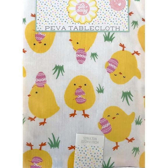 Dot + Daisy Peva Tablecloth 52" x 70"- Easter Chicks