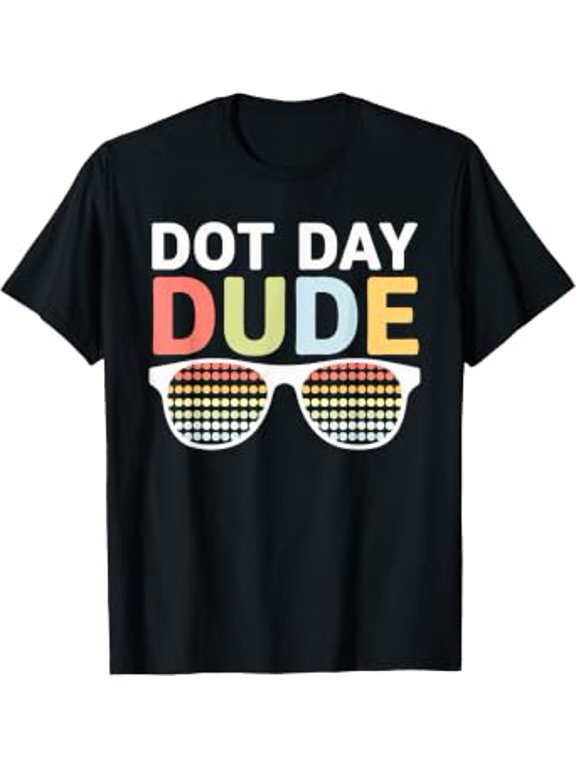Dot Day for Boys Girls Youths Dotted Dude Glasses Print T-Shirt