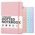 thumbnail image 1 of Dot Grid Leather Hardcover Notebook,DFITO Hardcover Leather Notebook, 100Gsm Premium Thick Paper with Inner Pocket, Stickers, A5, 5.7 x 8.3 inches(Pink), 1 of 8