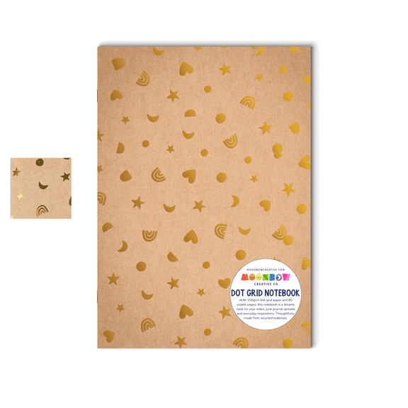 Dot Grid Notebook Gold Confetti