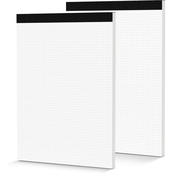 Dot Grid Notepad 8.5 x 11, 2 Pack, 5x5 Dotted Graph Paper 8-1/2 x 11", Dotted Journal Notepad for Sketching Journaling, Micro Perforated, White Thick Paper 1/5" Dots Notes Writing Pad, 30 Sheets/Pad