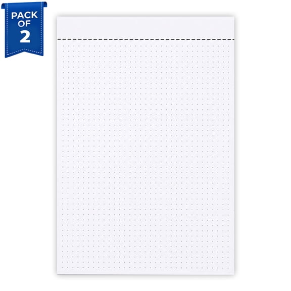 Dot Grid Notepad, Pack of 2 - 8.5 x 11 Dotted Paper Notepad, 50 Sheets Each, Micro-Perforated Dot Grid Paper for Bullet Journaling, Sketching & Note Taking