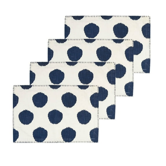 Dot Indigo 100% Cotton Set of 4 Placemats 14" x 20"