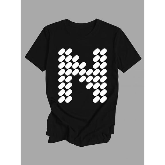 Dot Letter M men Exercise 180G 100% Cotton black Dumbbell gym Original Unisex Shirt Graphic Tee tshirts Trendy Unisex Shirt Printed tshirts Original Unisex Shirt Printed tshirts