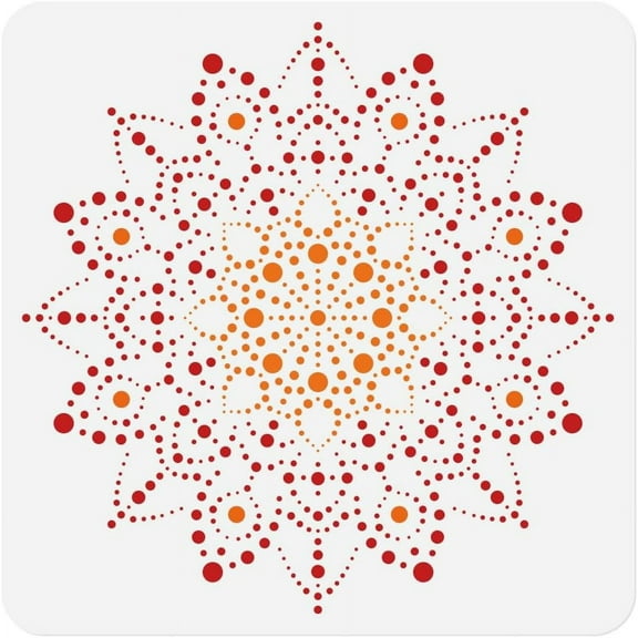 Dot Mandala Stencil Template 11.8 x 11.8 Inch Reusable Plastic Stencil for Painting on Wood Wall Floor Tile Fabric Glass DIY Home Decor