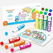 Shuttle Art Dot Makers, 12 Colors Bingo Daubers with 20 Unique Patterns of Dot Book for Art Activities, Non-Toxic Washable Coloring Markers